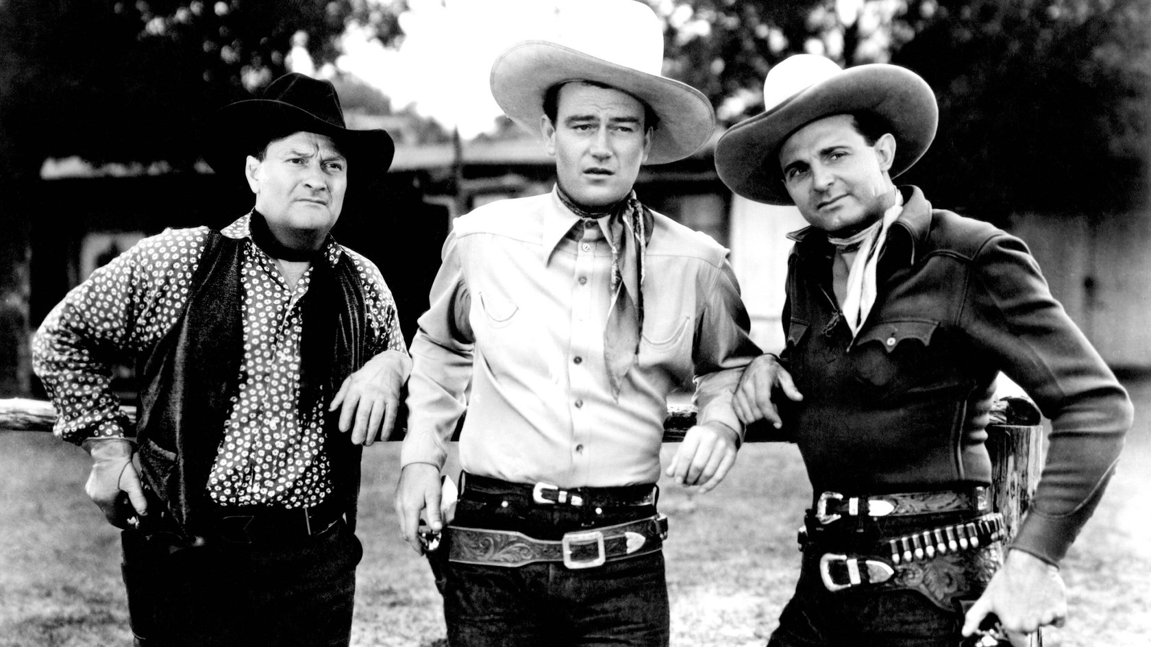 Max Terhune, John Wayne & Ray Corrigan in „Freunde im Sattel“ von 1938 (v.l.n.r.)