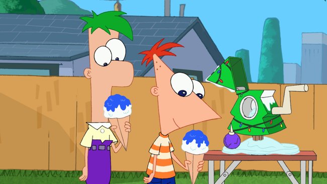 Phineas und Ferb erfinden gemeinsam allerlei aberwitzige Dinge.