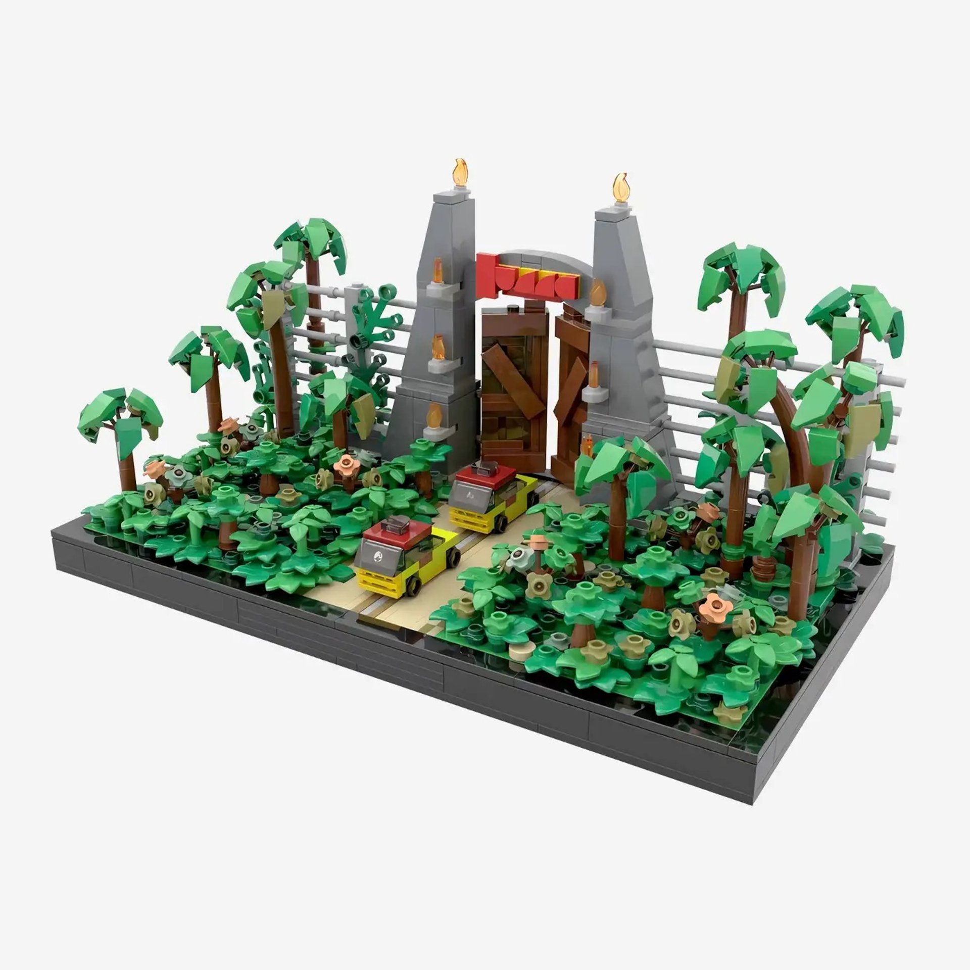 Eingang zum Dino-Zoo Klemmbaustein-Set der Marke Modbrix