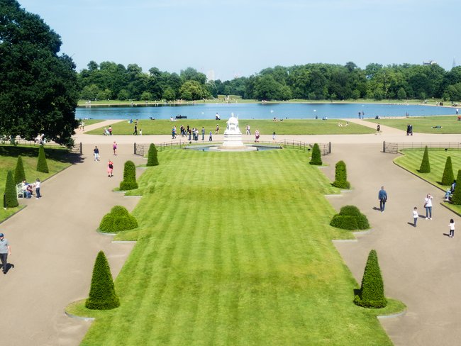 Der Blick auf den Kensington Garden in London.