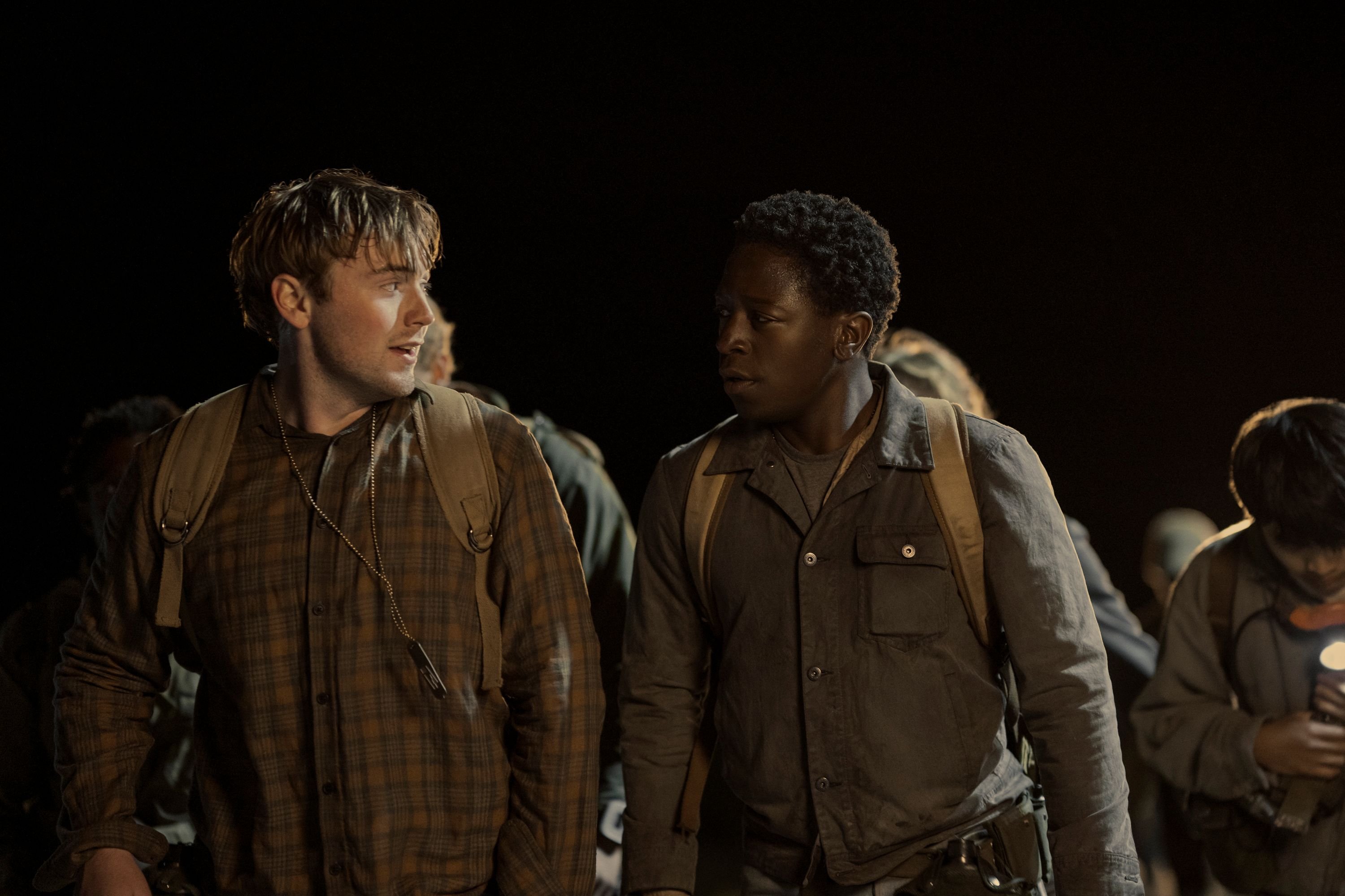 Cooper Hoffman as Garraty and David Jonsson as McVries in The Long Walk. Photo Credit: Murray Close Cooper Hoffman as Garraty and David Jonsson as McVries in The Long Walk. Photo Credit: Murray Close