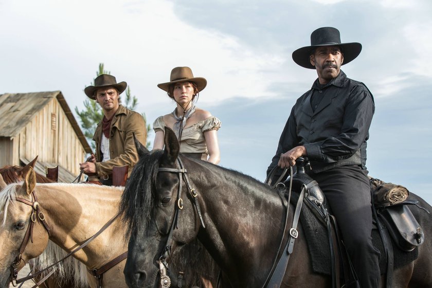 The Magnificent Seven 2016 - filmstill The Magnificent Seven 2016 Denzel Washington, Haley Bennett & Luke Grimes - - - EDITORIAL USE ONLY Copyright: xCAP/KFSx