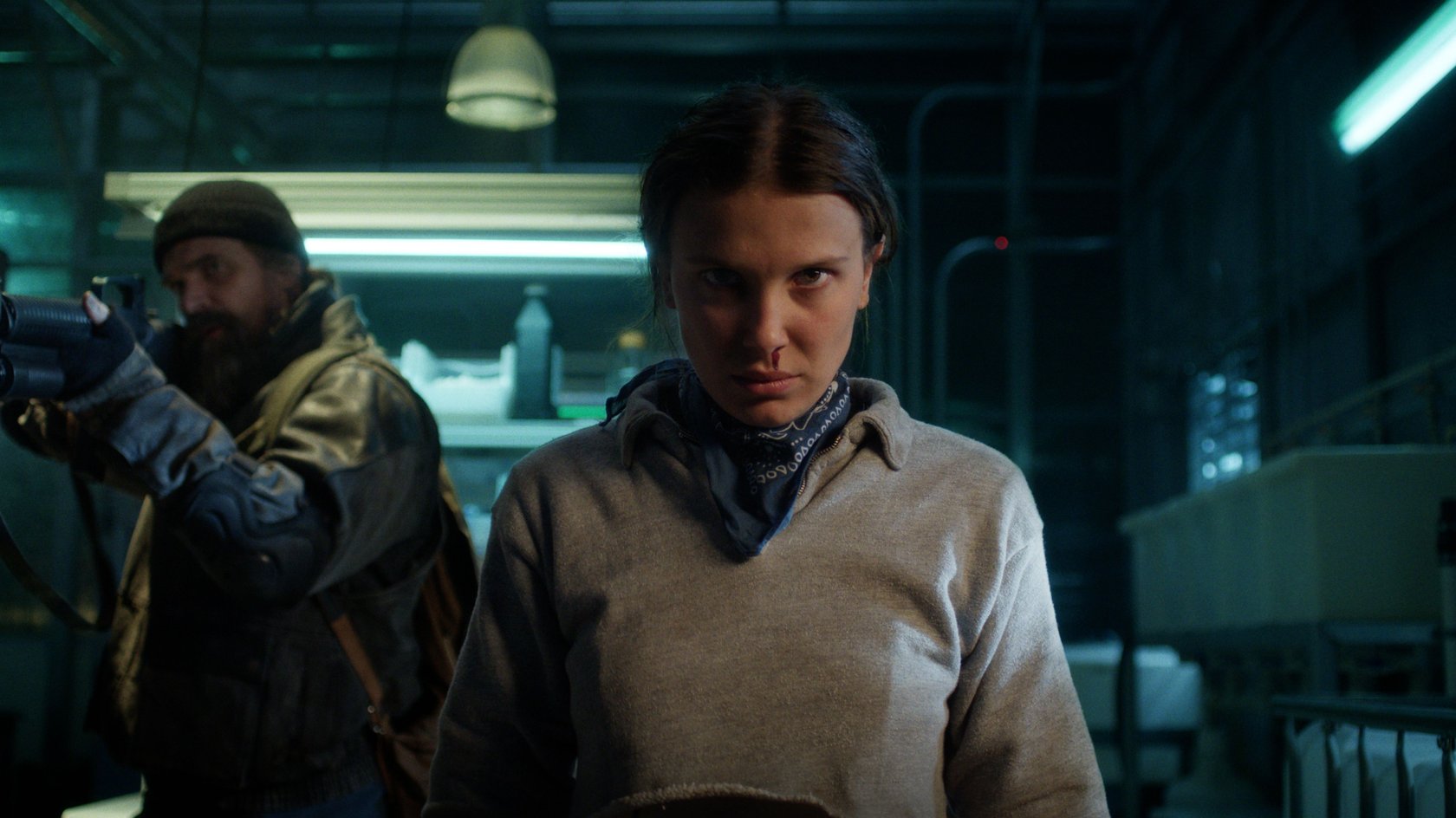 STRANGER THINGS. (L to R) David Harbour as Jim Hopper and Millie Bobby Brown as Eleven in STRANGER THINGS. Cr. Courtesy of Netflix © 2025