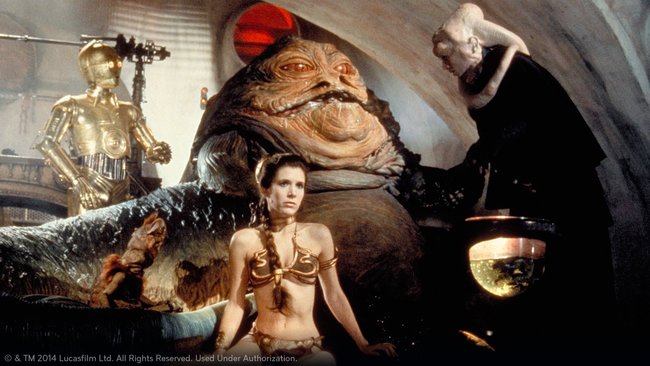 C3-PO, Jabba, Leia und Twilek