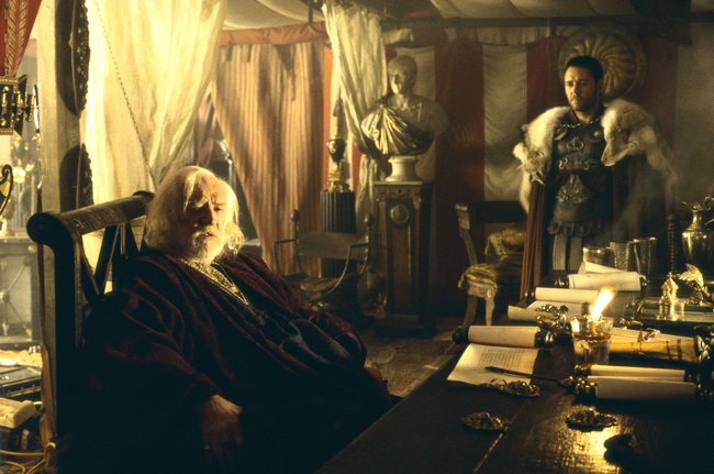 Richard Harris und Russell Crowe in „Gladiator“.