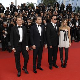 Once Upon a Time in... Hollywood / Margot Robbie, Quentin Tarantino, Leonardo DiCaprio and Brad Pitt at the premiere red carpet for "Once Upon A Time In Hollywood" during the 72nd Cannes Film Festival at the Palais des Festivals on May 21, 2019 in Ca Poster