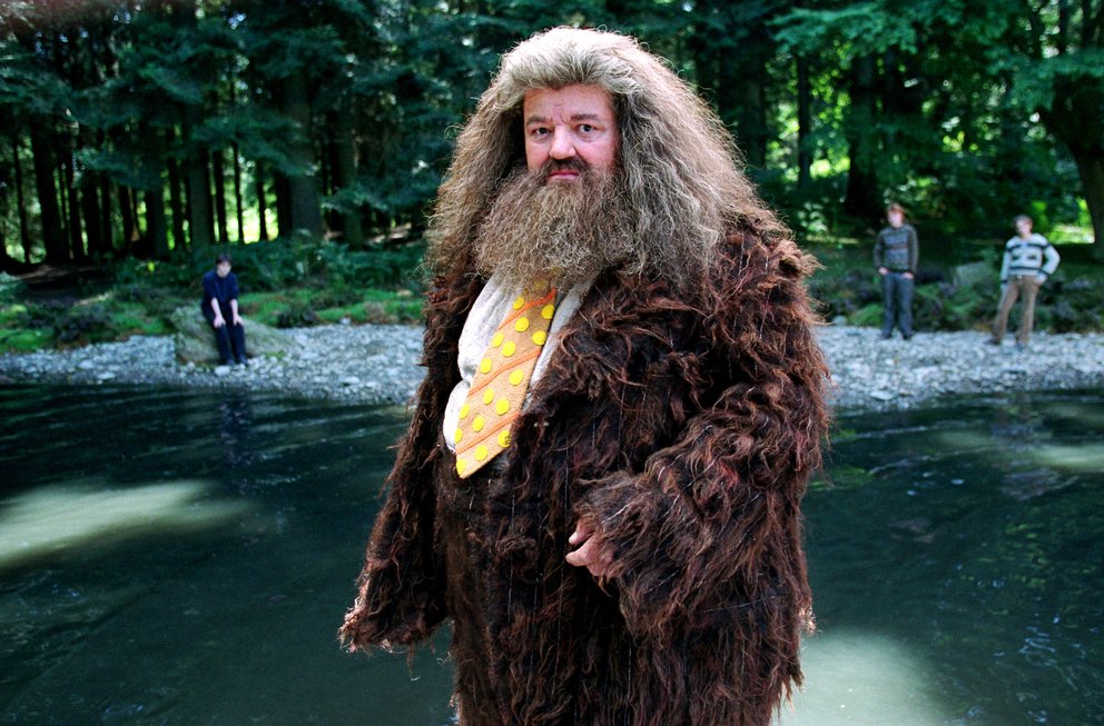 Robbie Coltrane als Rubeus Hagrid in „Harry Potter und der Gefangene von Askaban“.